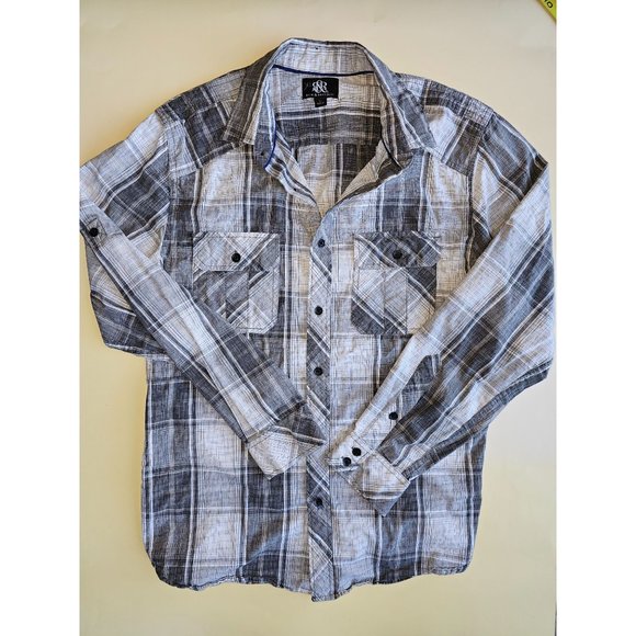 Rock & Republic LS black and white plaid shirt. Size Medium - Picture 1 of 6